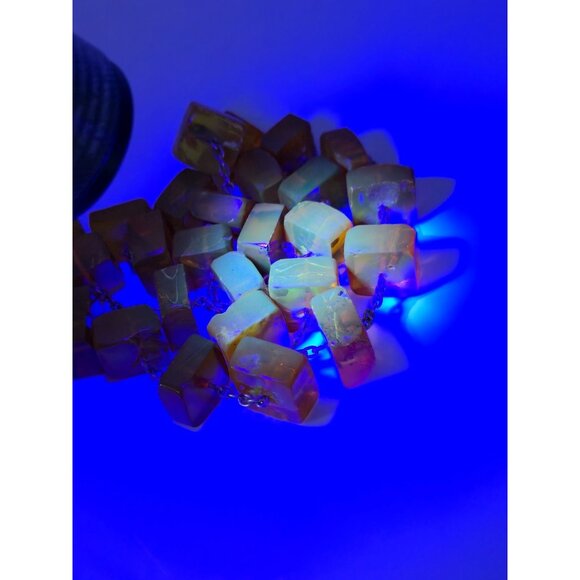 Vintage 35" Hand-Cut Natural Amber Necklace 1930s Slab Beads Statement Piece - Picture 10 of 11